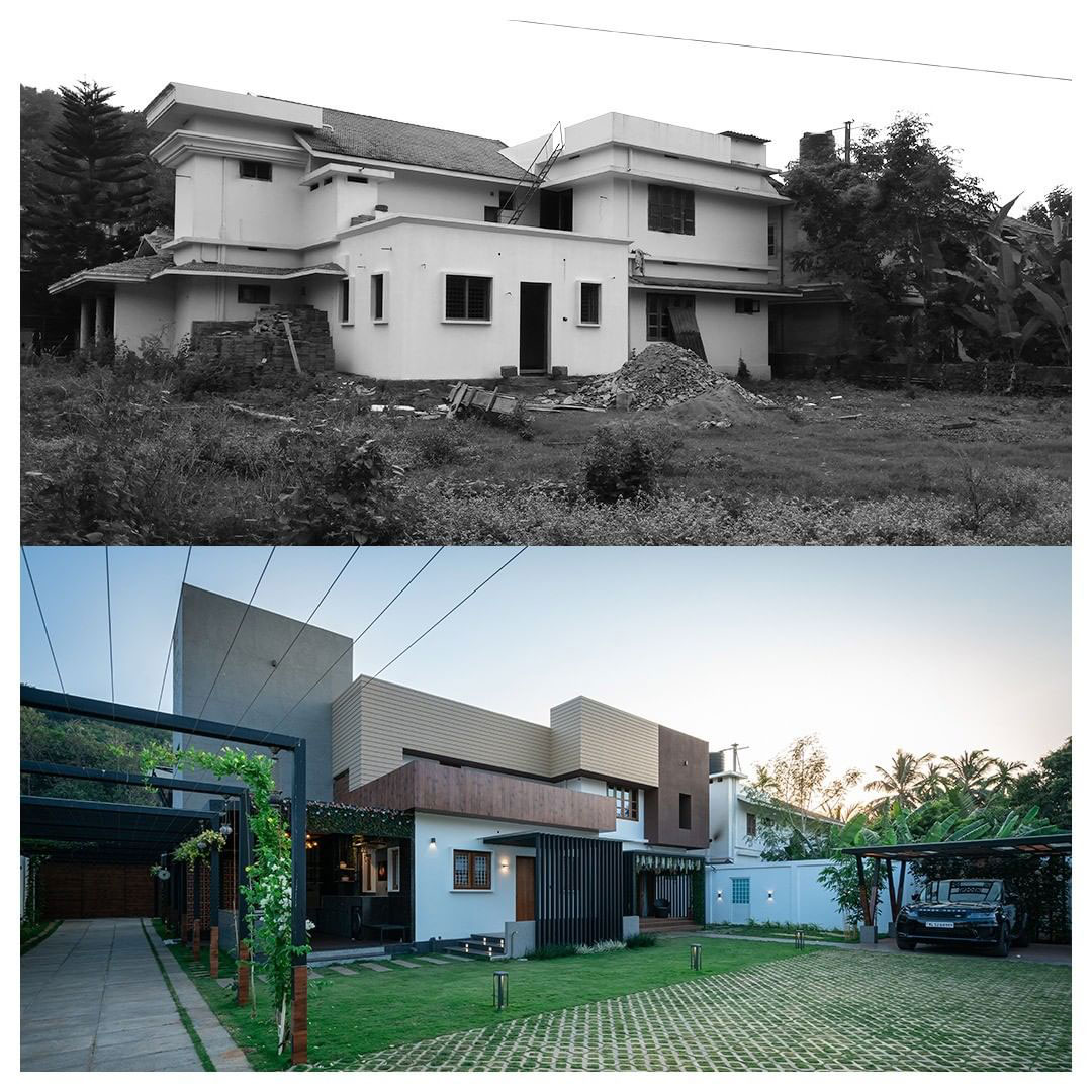 Exterior - before and after renovation.