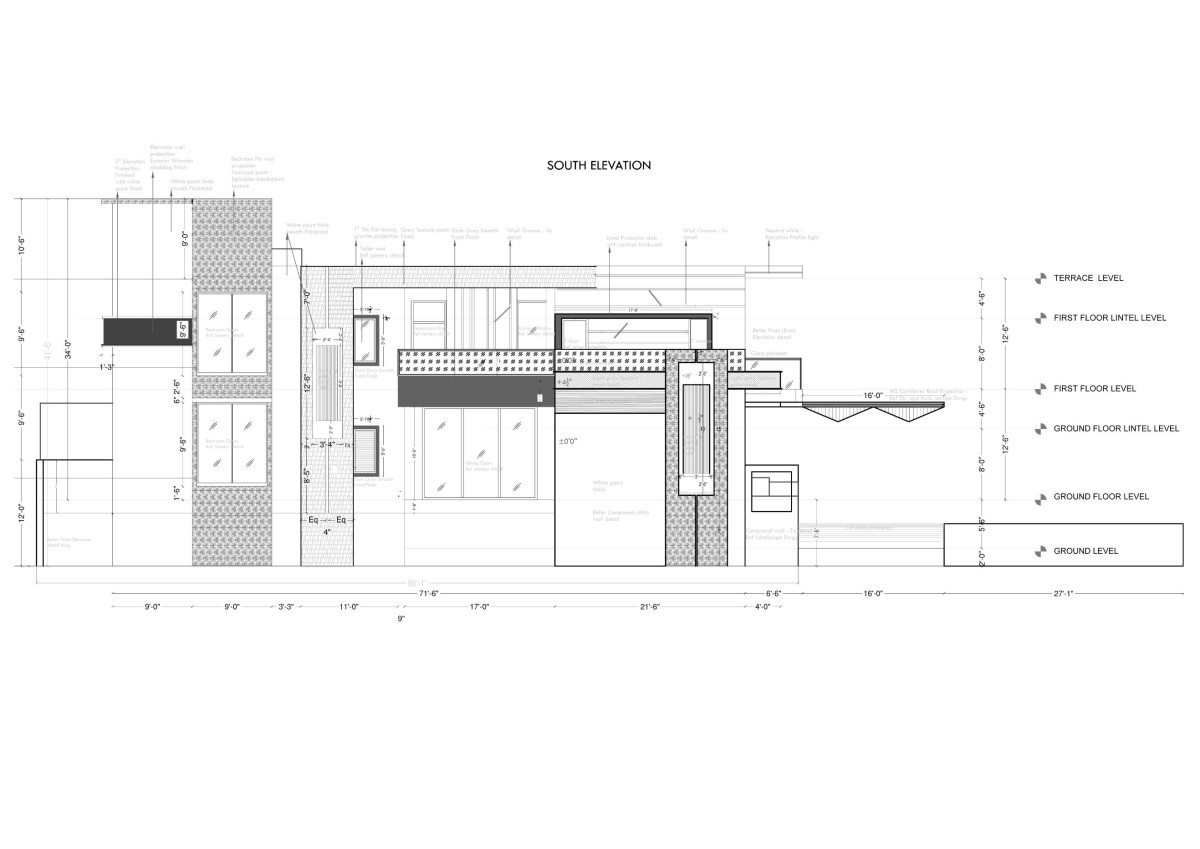 South elevation - House of Linearity by Zraaya Architect