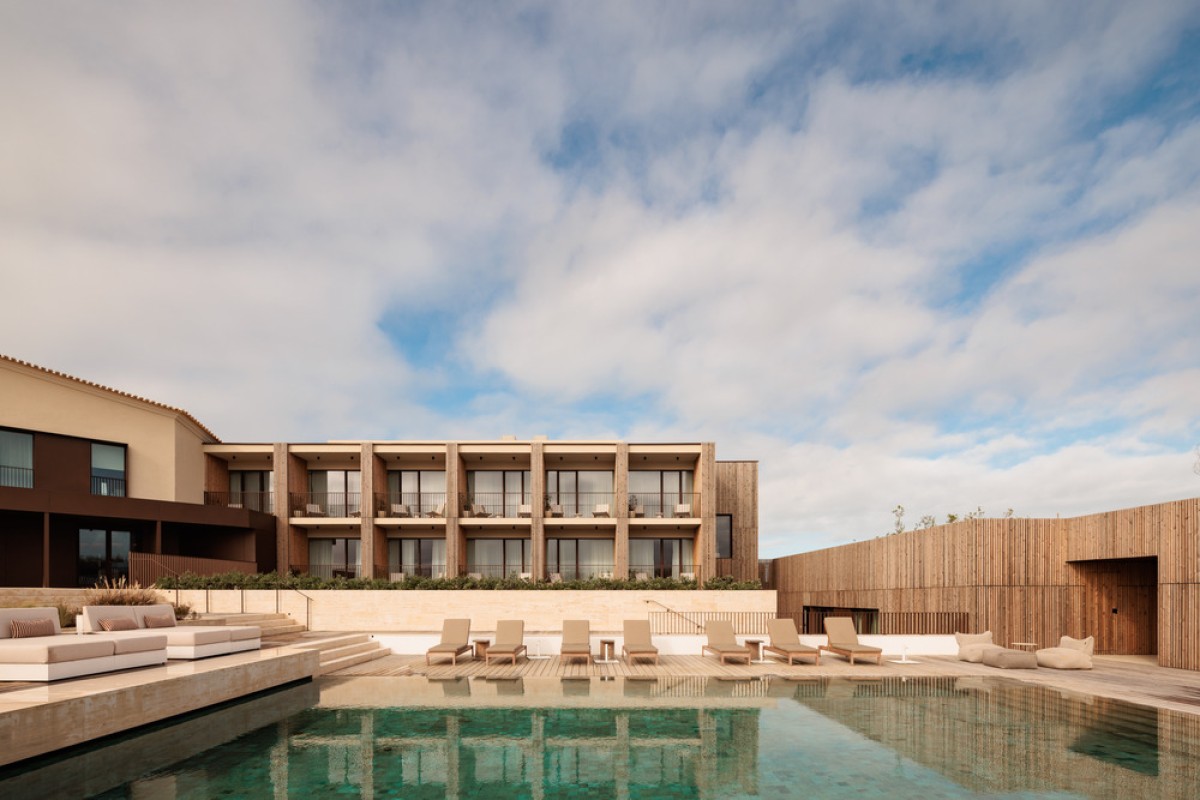 Pool area of Aethos Ericeira Hotel by Pedra Silva Arquitectos