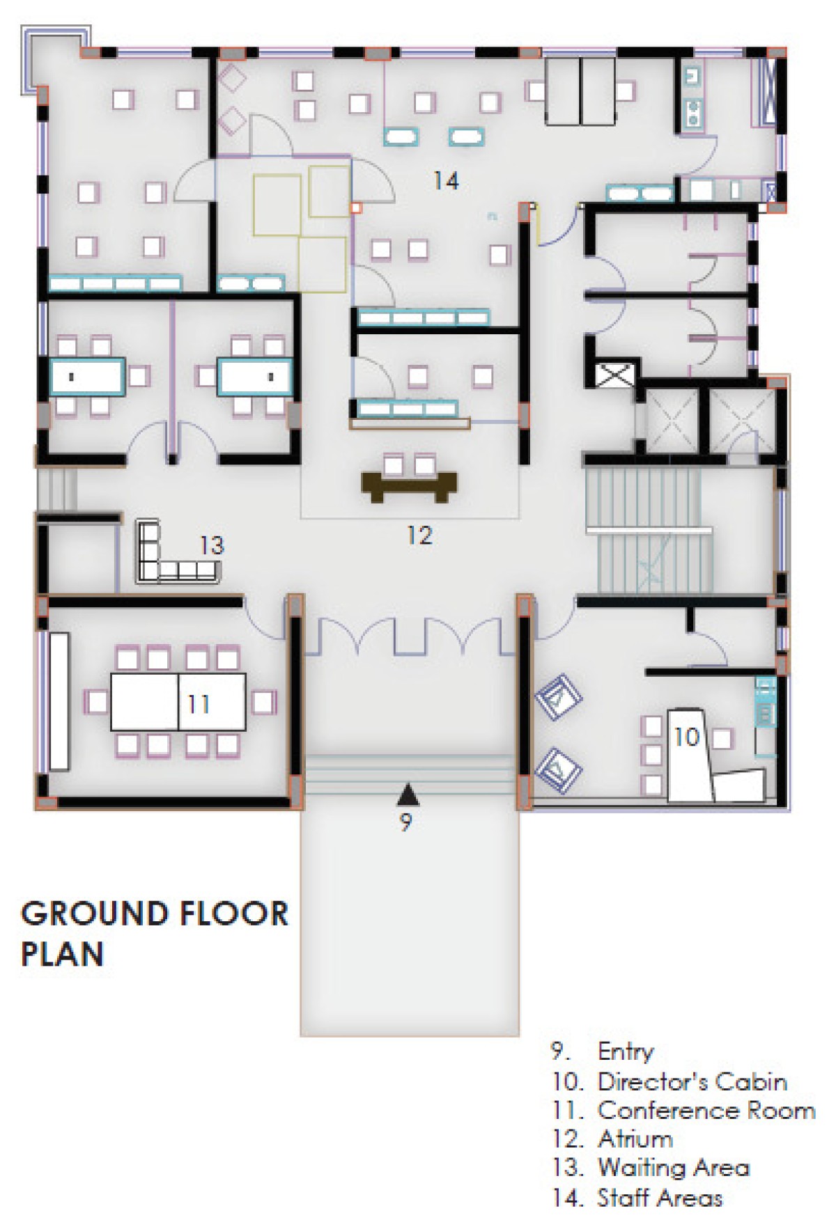 Ground floor plan of The Building on a street, RBL Udaipur by Studio Design Inc