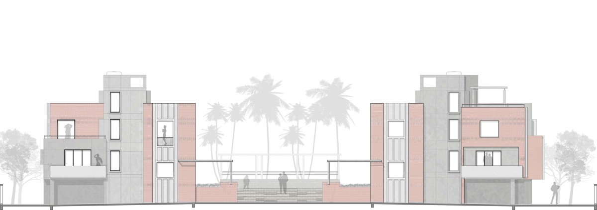 Elevation of Chitrakut - An Extended Family Cluster (Faliyu) by Aangan Architects