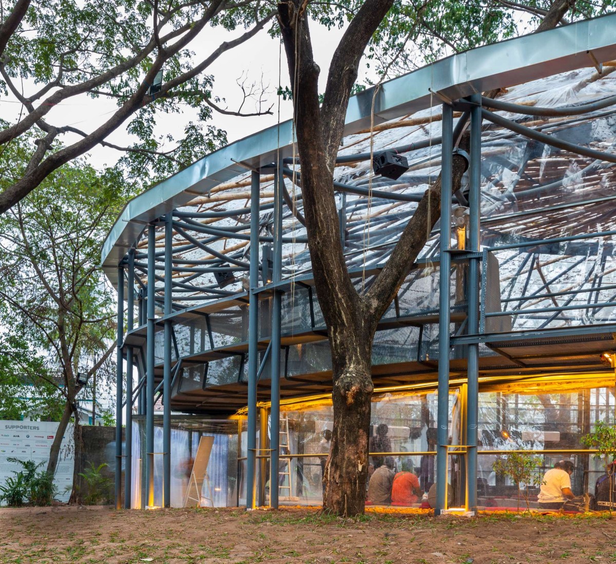 Exterior view of KOODAARAM The Kochi-Muziris Biennale 2018-19 Pavilion by Anagram Architects