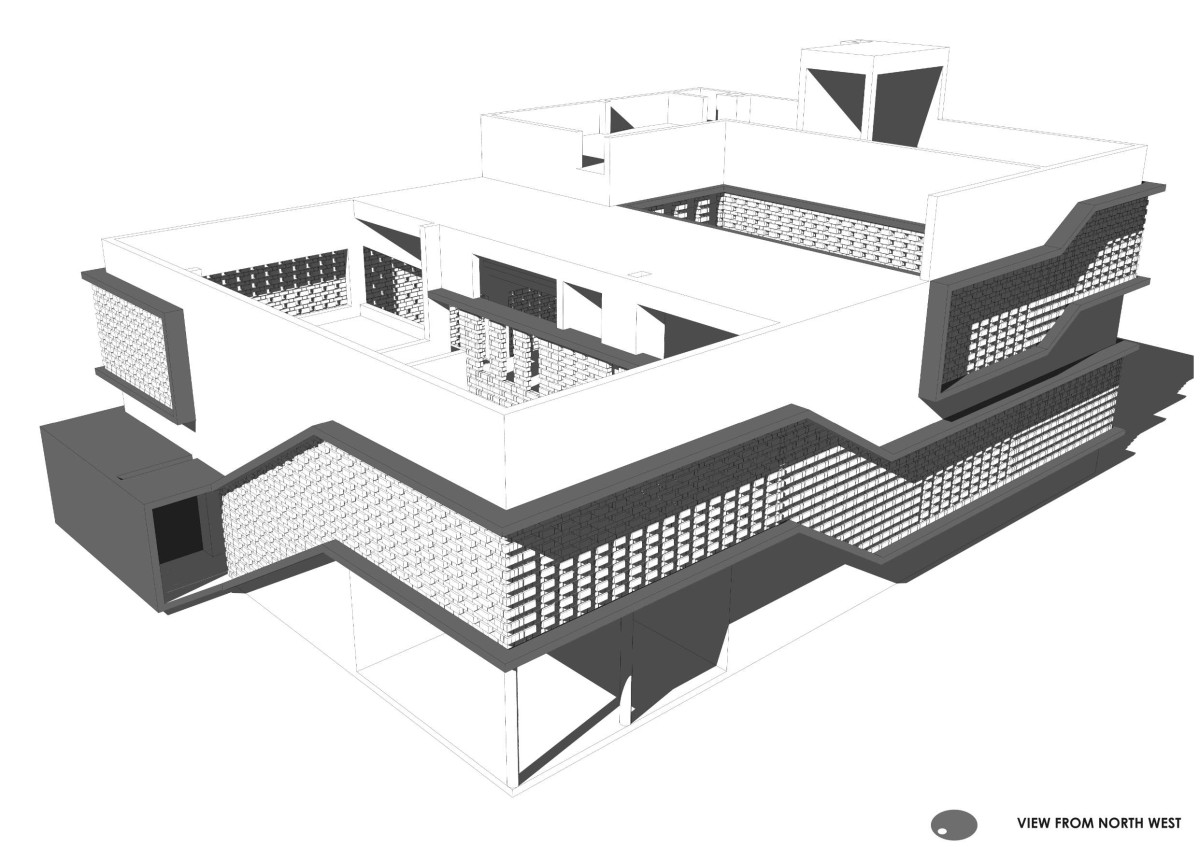 Section and elevation of Inside Out House by Gaurav Roy Choudhury Architects