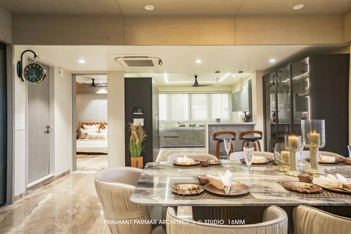 Dining of Ultra-Modern Luxurious Penthouse by Prashant Parmar Architect - Shayona Consultant