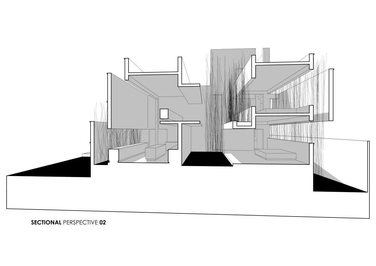 Section of Veiled House by Gaurav Roy Choudhury Architects