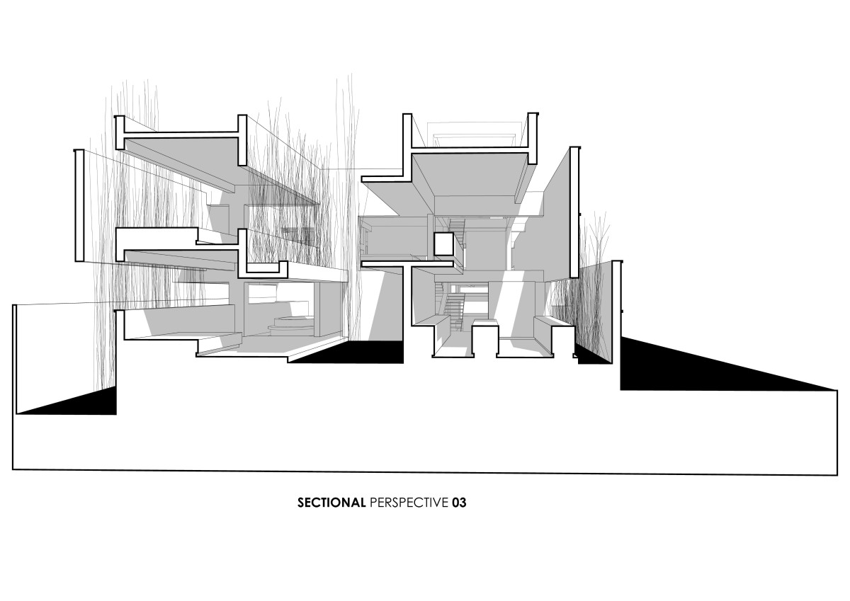 Section of Veiled House by Gaurav Roy Choudhury Architects