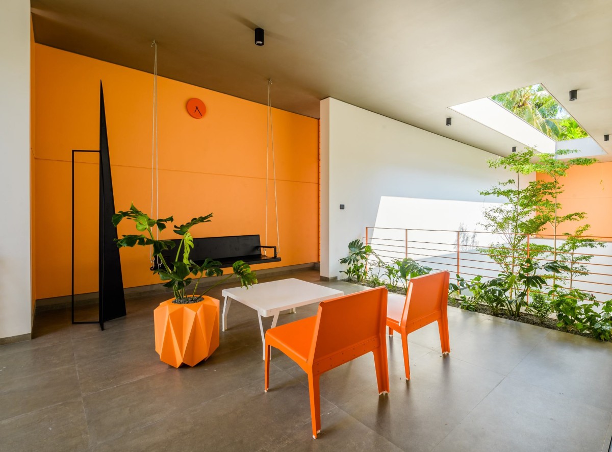 Central Court Patio of The Colour Burst House by LIJO.RENY.architects