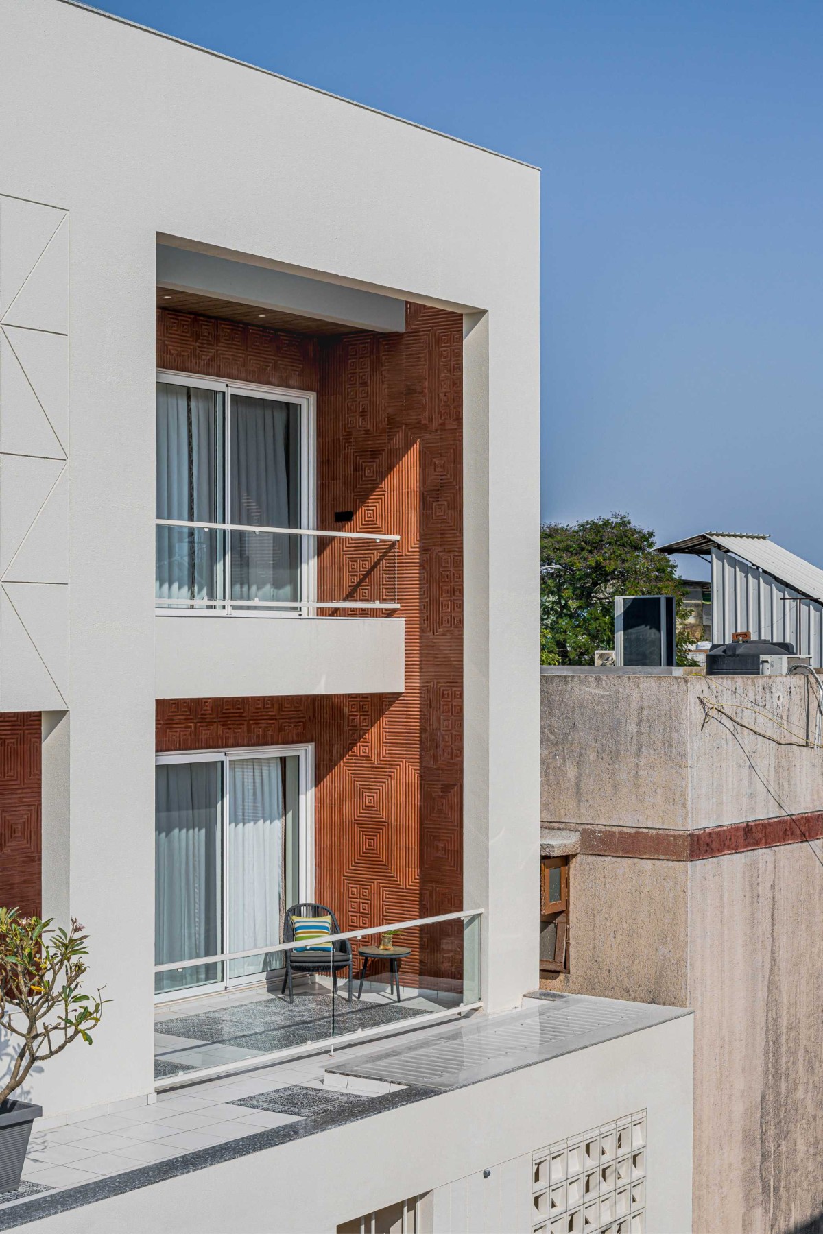 Balcony of The Courtyard House by Manoj Patel Design Studio