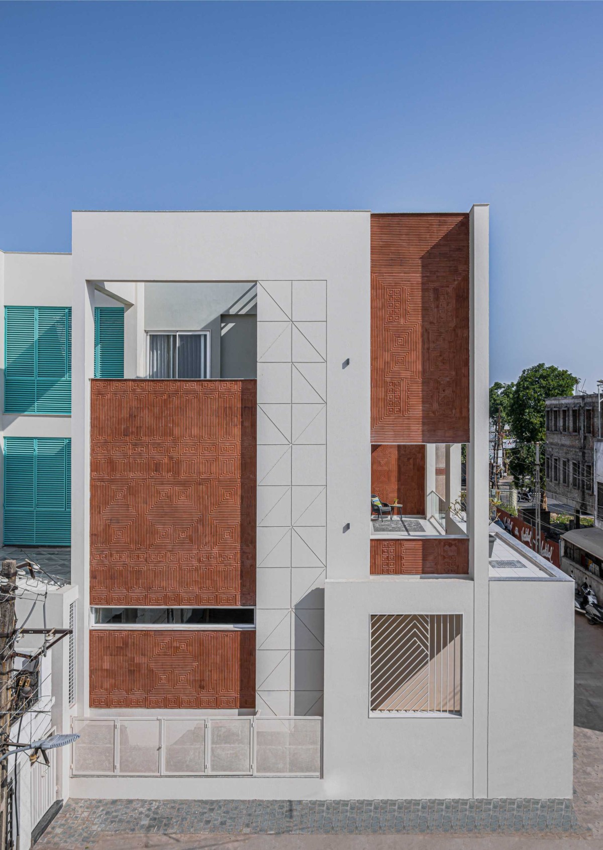 Exterior view of The Courtyard House by Manoj Patel Design Studio