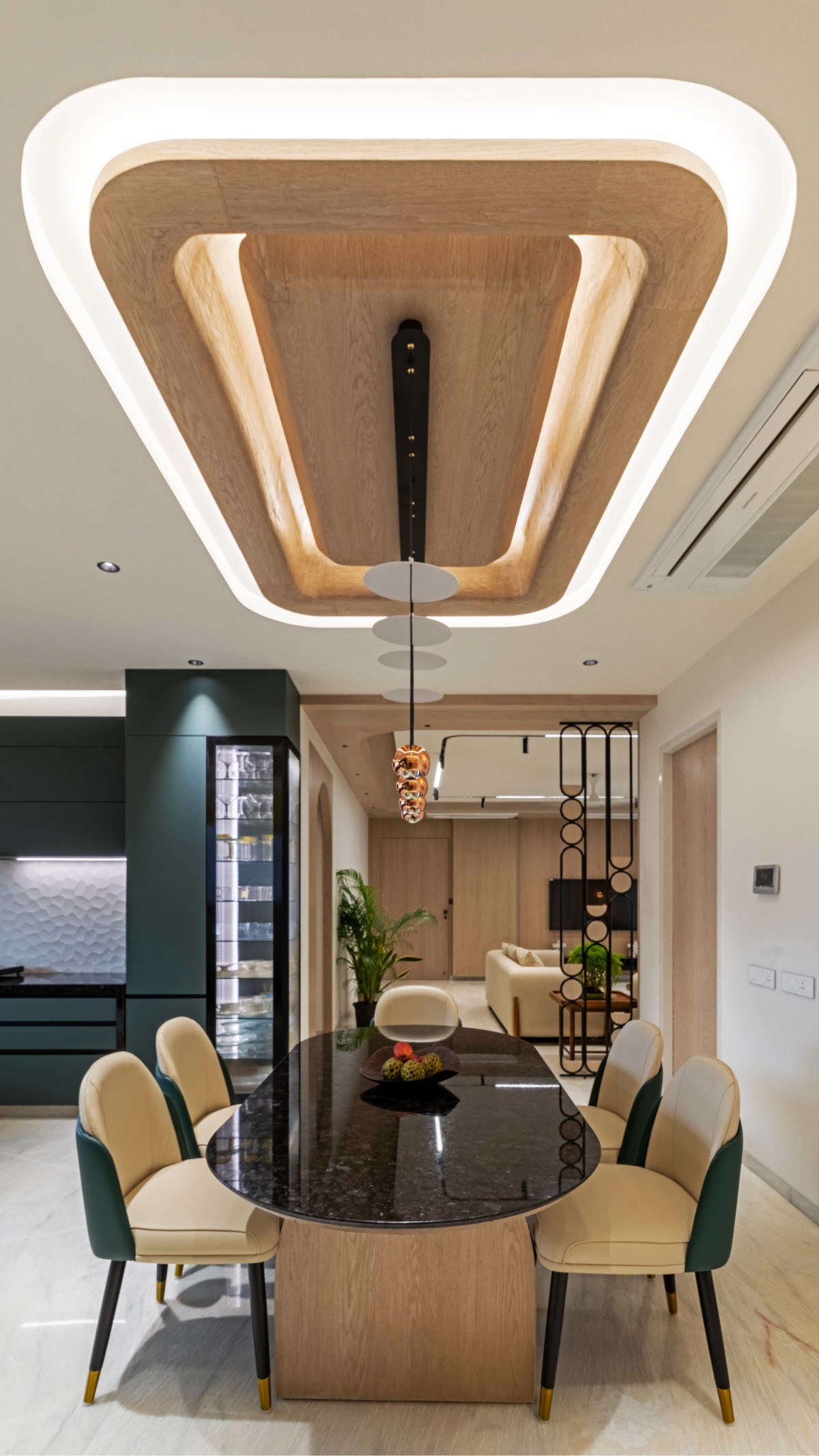 Dining room of Aangan (Grandezza - C wing) by Obaku Design