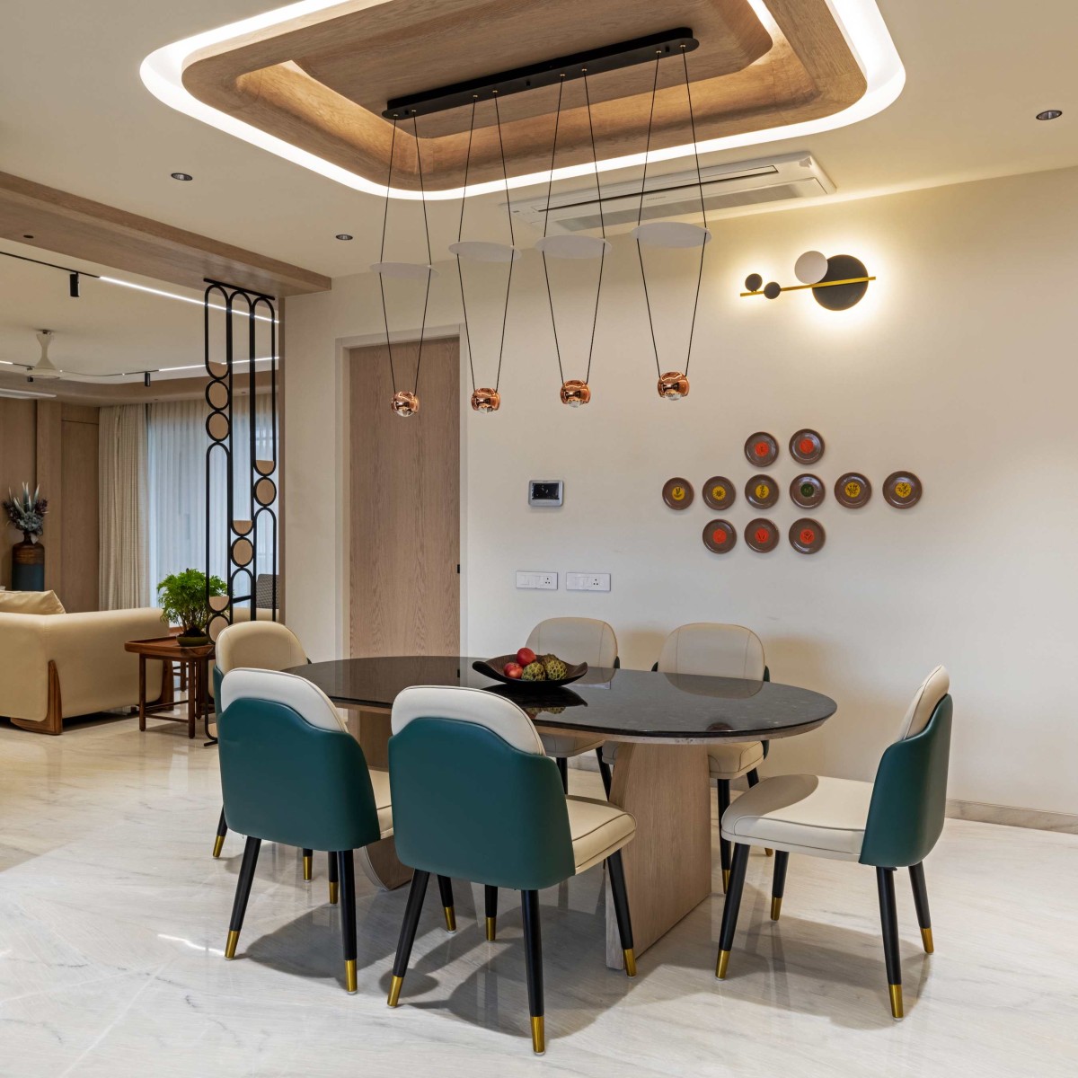 Dining room of Aangan (Grandezza - C wing) by Obaku Design