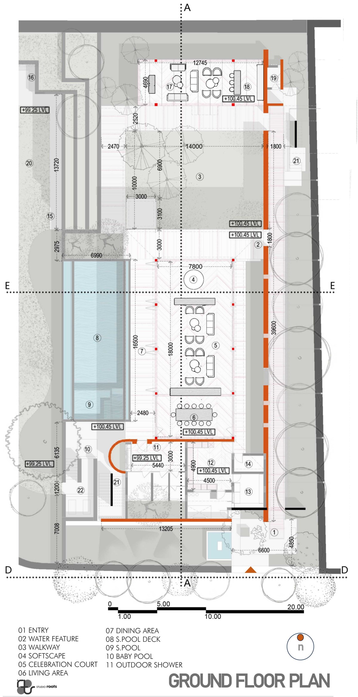 Ground Floor Plan of Blurring the Boundaries Weekend Home at Maale by Studio Roots