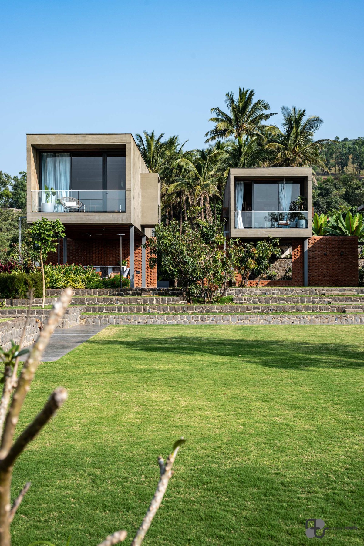 Exterior view of Blurring the Boundaries Weekend Home at Maale by Studio Roots