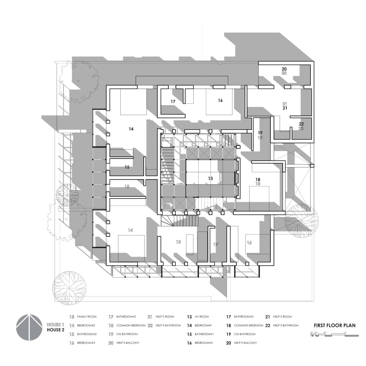 Plan of Scaffold House by Gaurav Roy Choudhury Architects