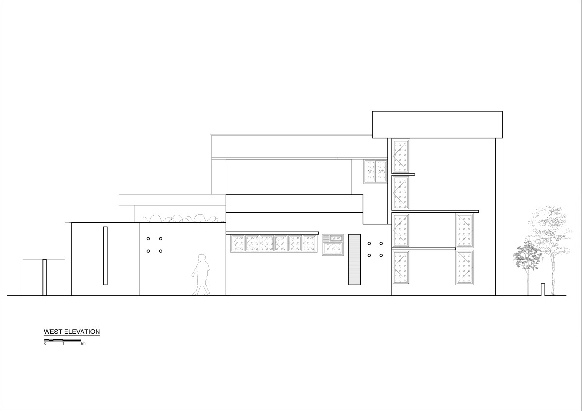 West Elevation of House In Between by Tales of Design studio