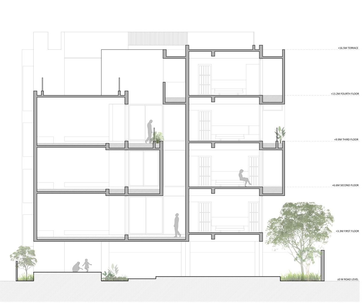 Section X of Ankle Residence by Rahul Pudale Design