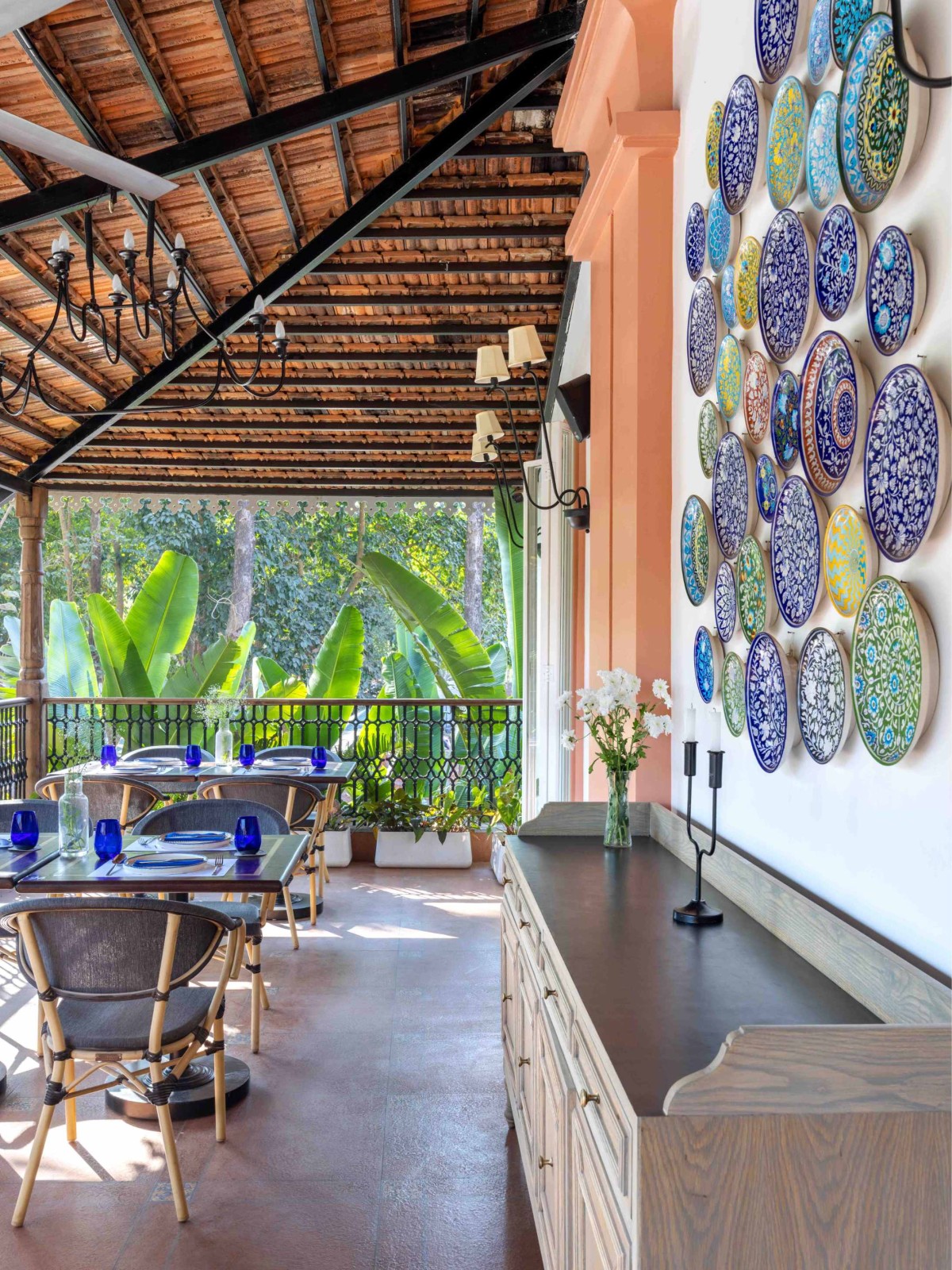 Dining area at lobby of Mystras Restaurant by Beyond Designs