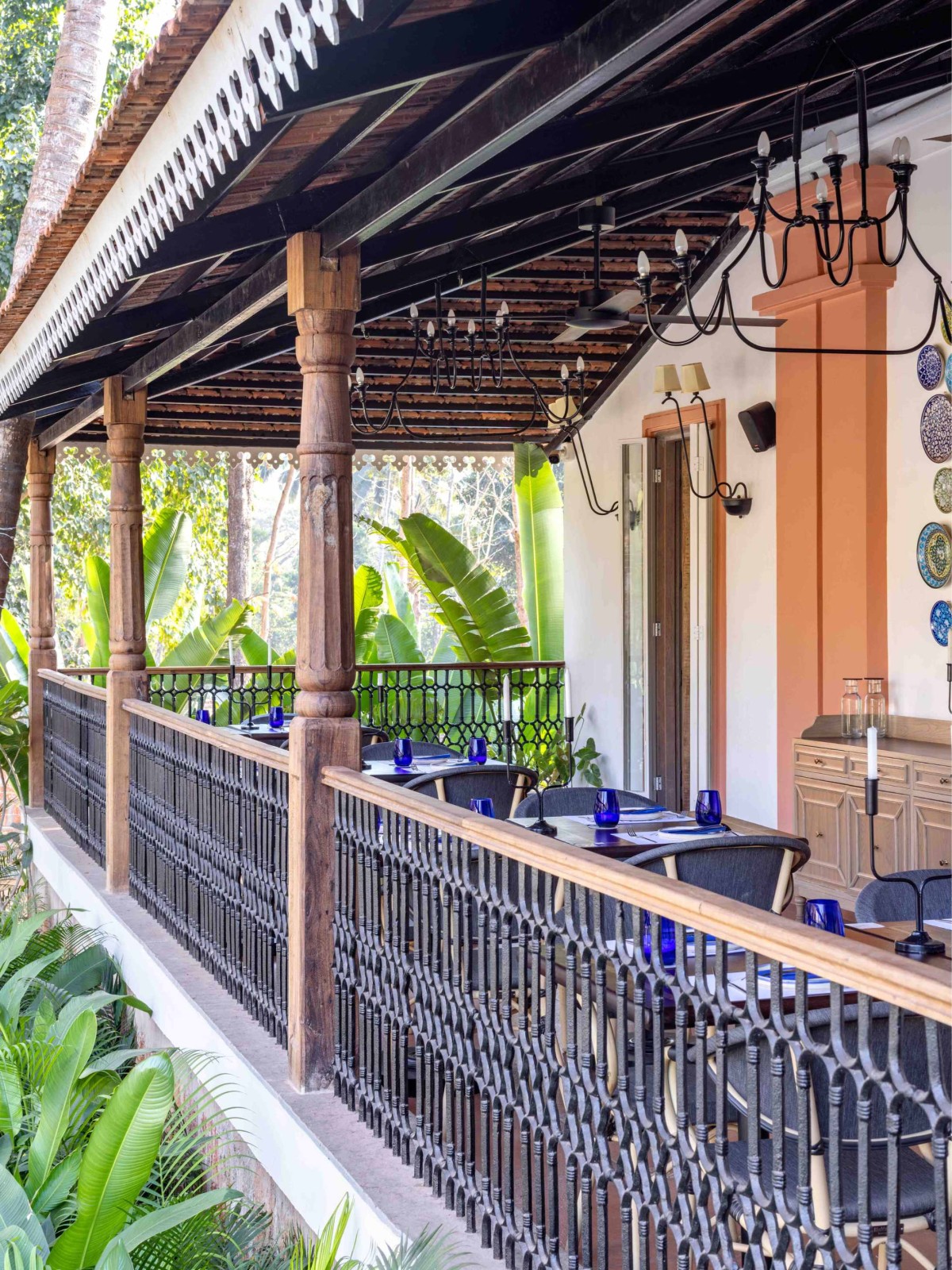 Dining area at lobby of Mystras Restaurant by Beyond Designs