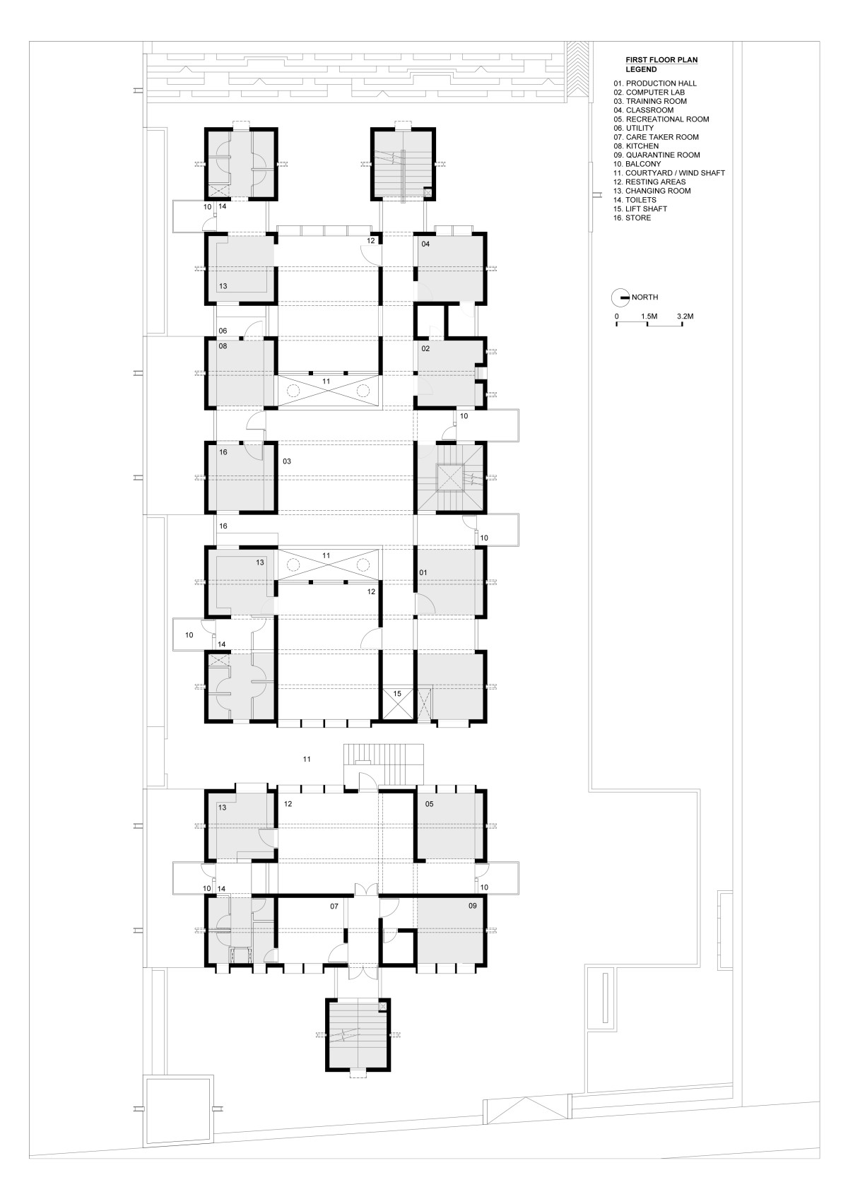 First Floor Plan of Women Empowerment Shelter by studioPPBA