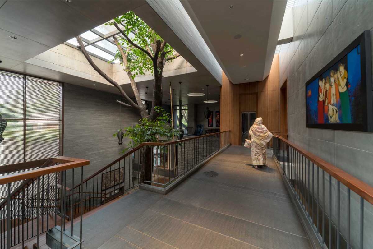 Staircase and Passage area at first floor of Maheshwari House by Anil Ranka Architects