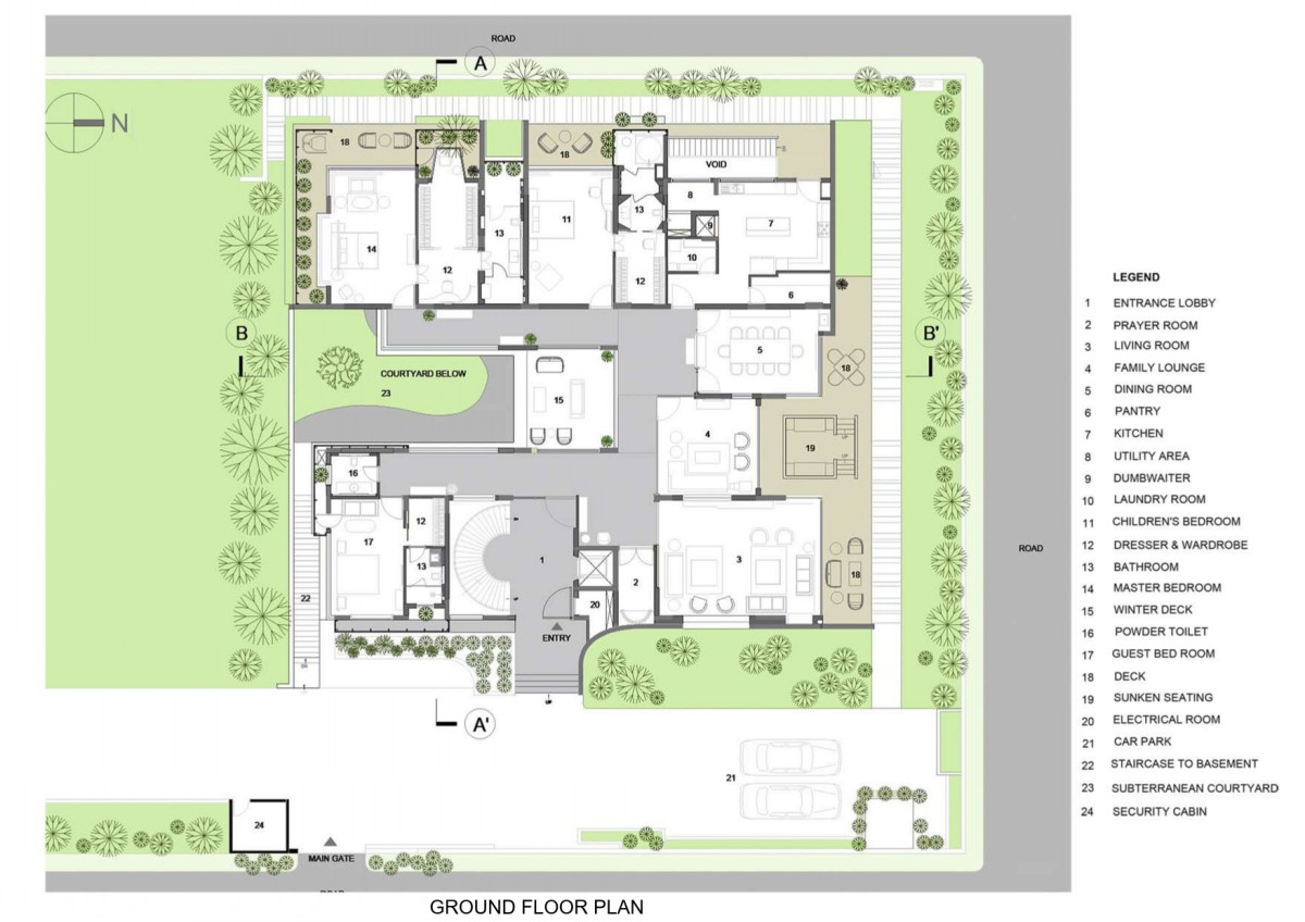 Ground Floor Plan of Zen Spaces by Sanjay Puri Architects