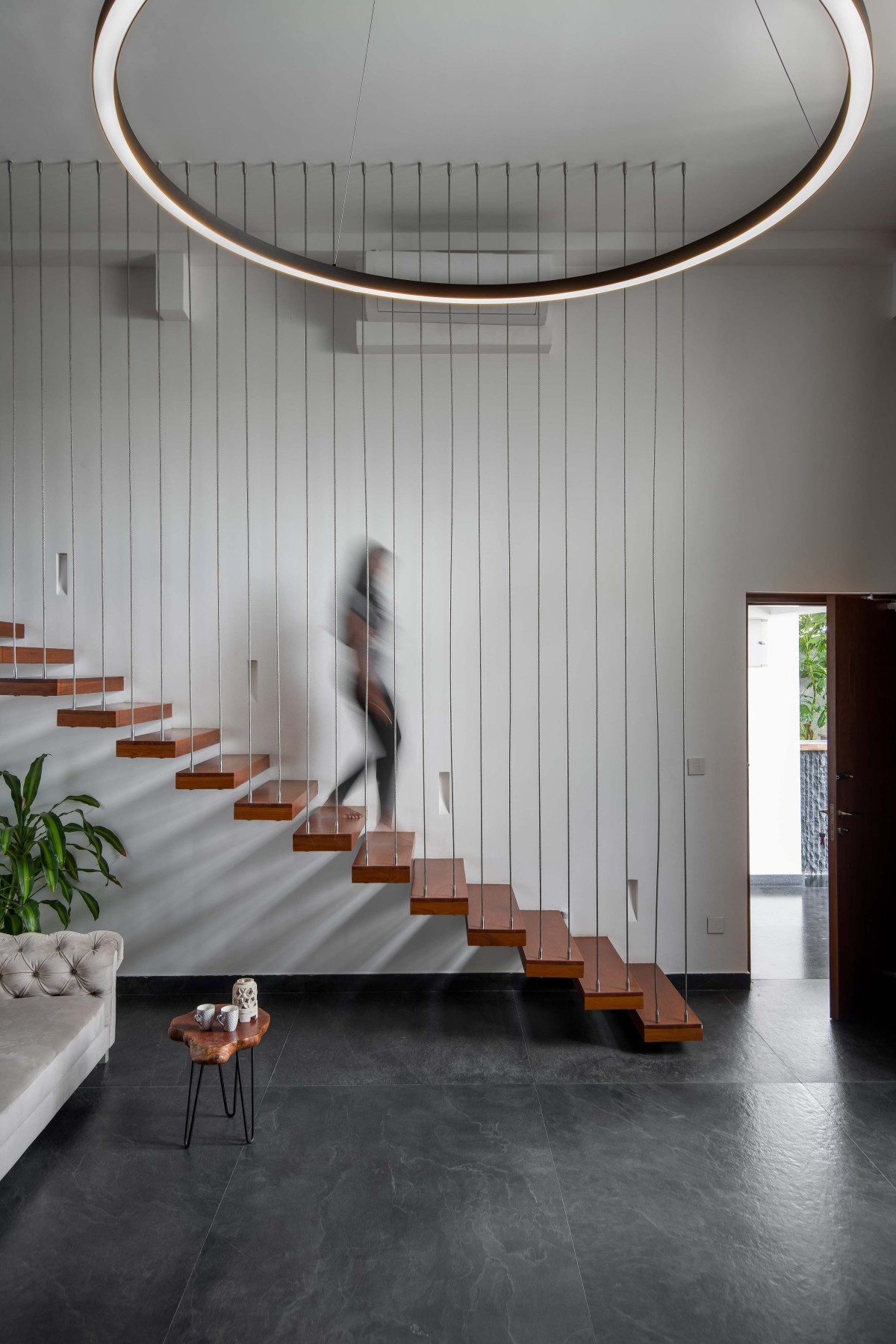 Guest Bedroom Staircase of Sakkare Villa by Shilpa Sambargi Architects