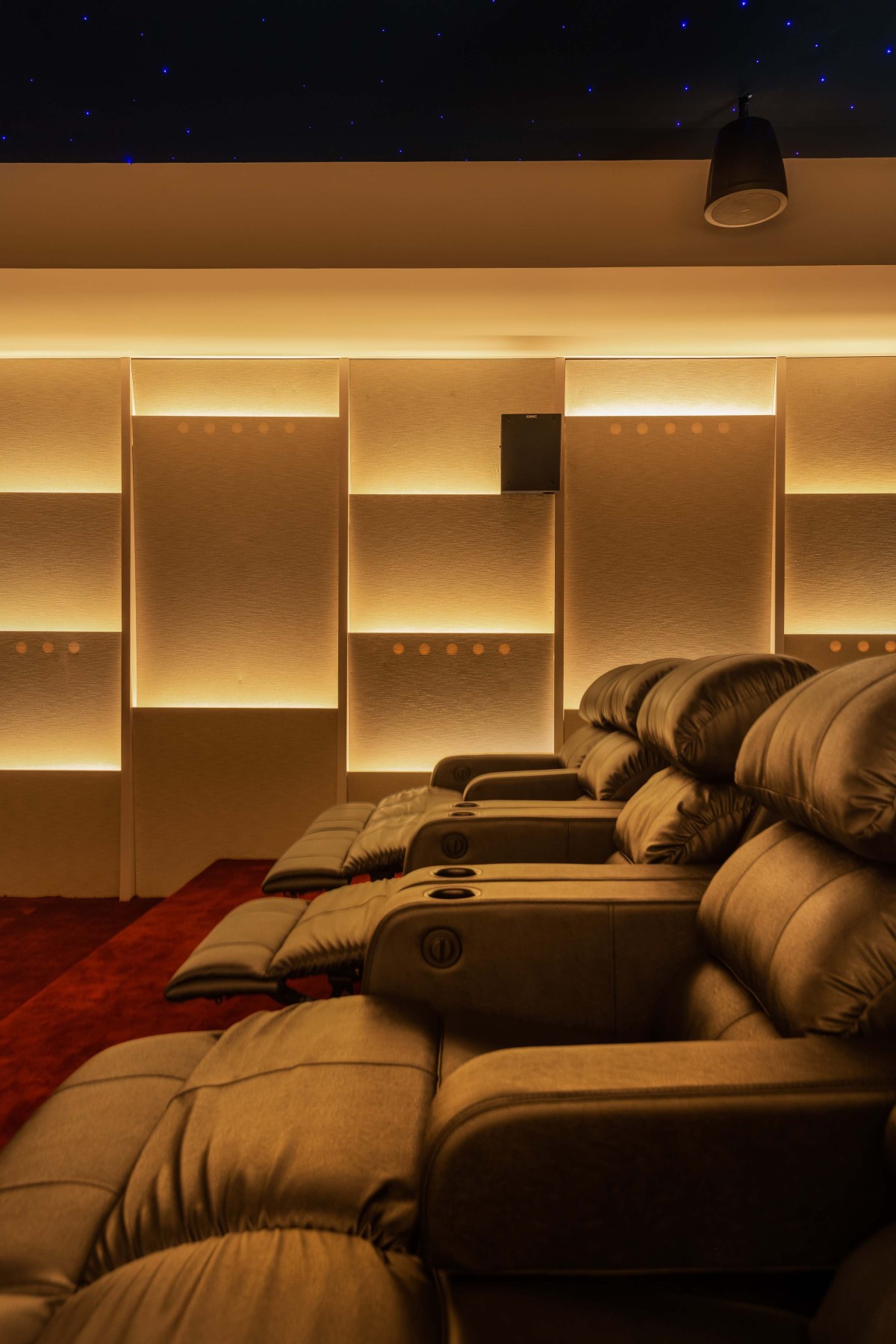 Home Theatre of Sakkare Villa by Shilpa Sambargi Architects