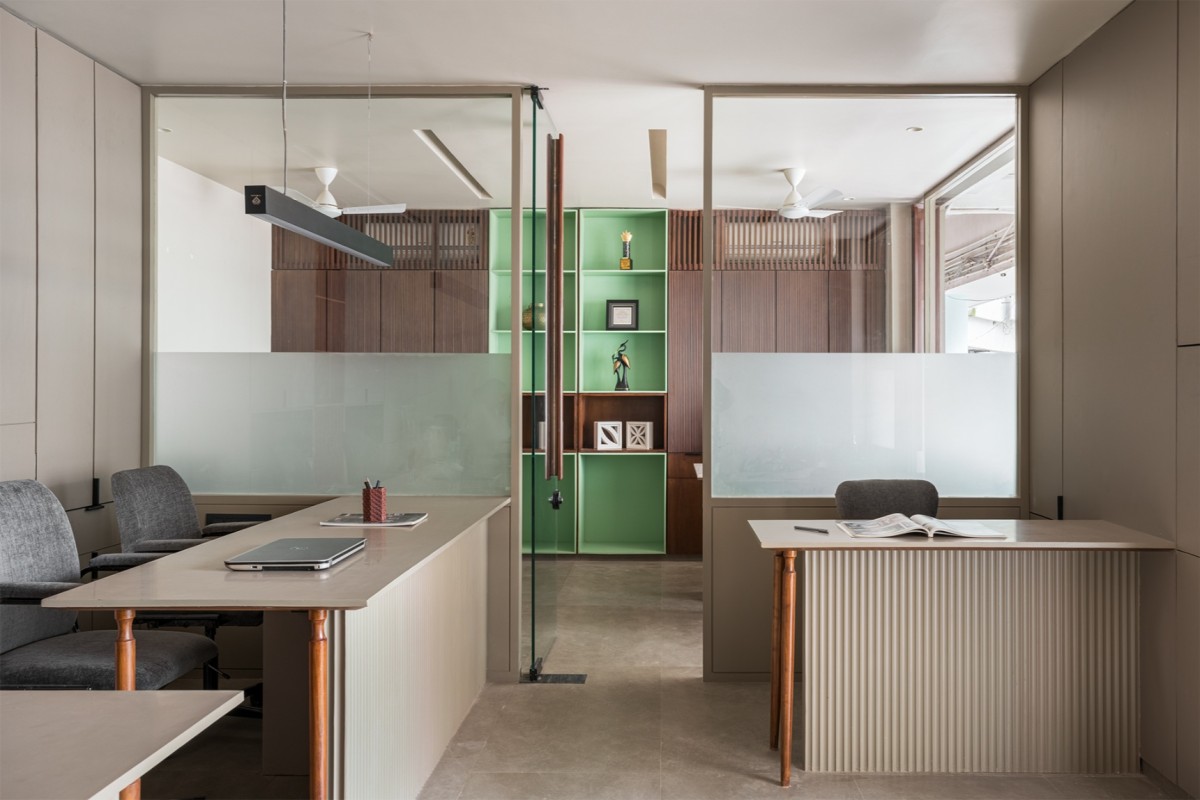 Interior view of Fluted Office by Dhanesh Gandhi Architects