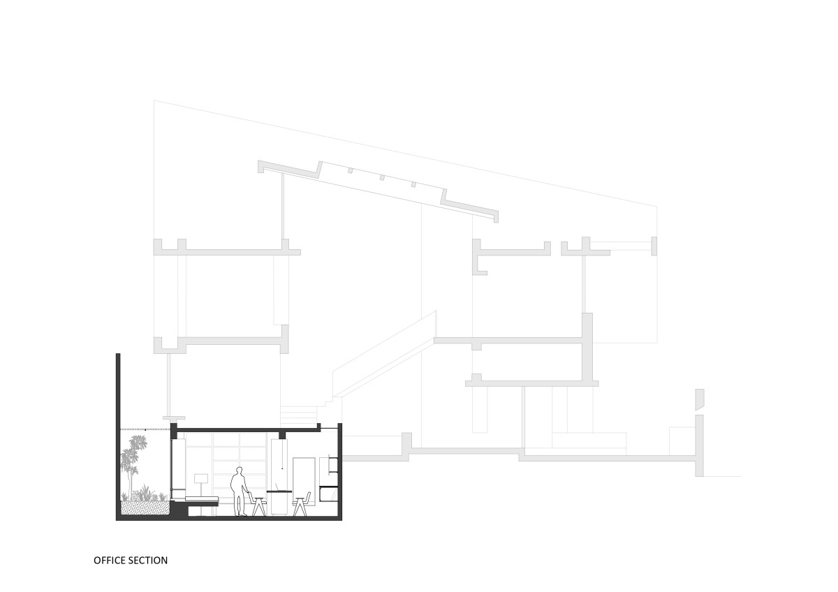 Building Section showing Basement Space of Humanscape Design Studio by Humanscape