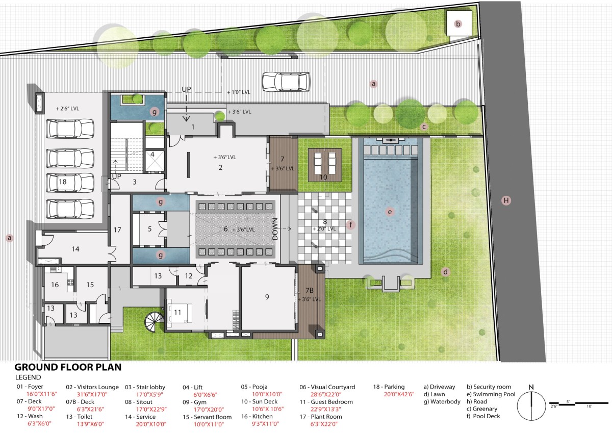 Ground Floor Plan of The Tropical Beach House by Inventarchitects