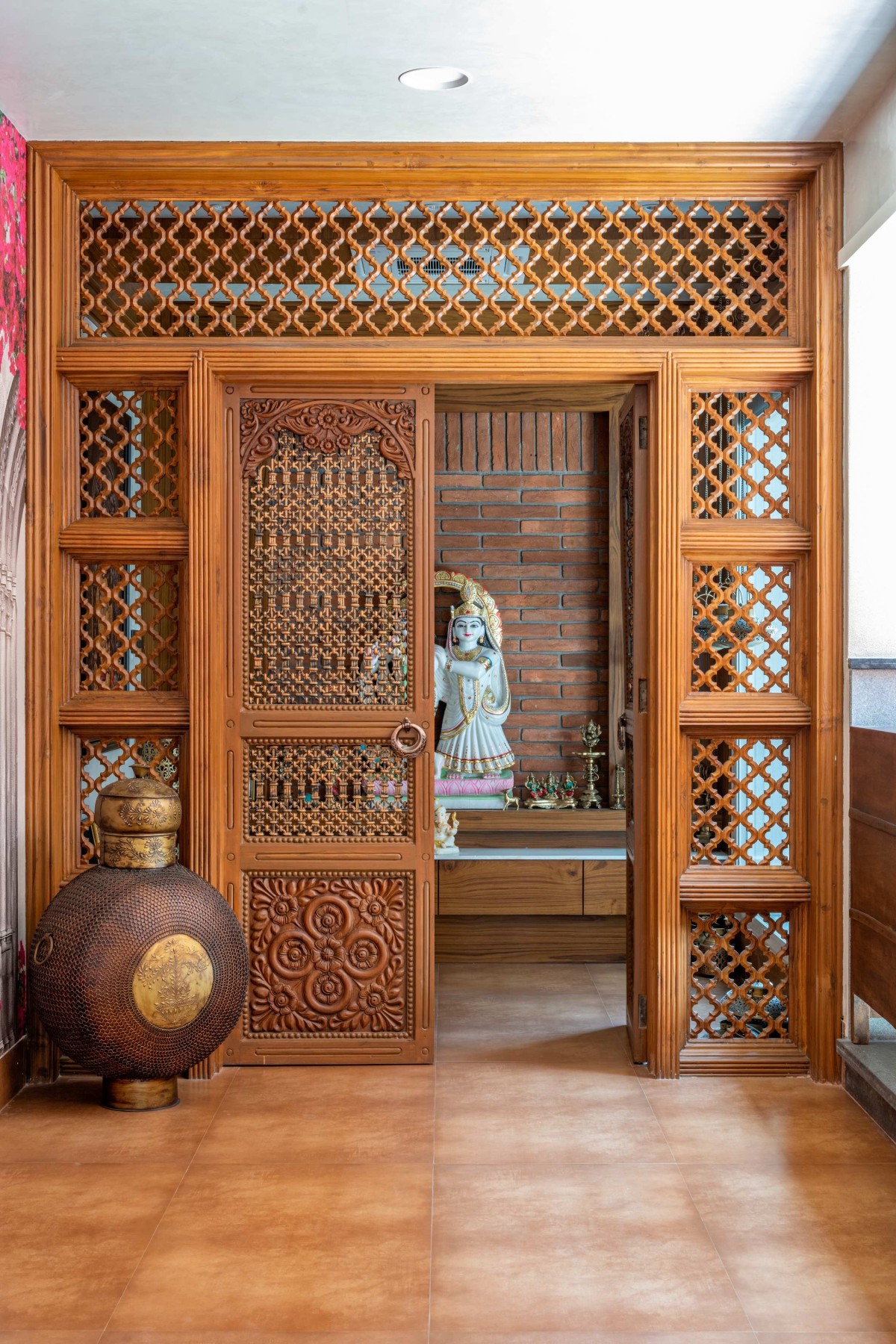 Pooja room (Mandir) of Shreekunj Bungalows by Shraddha Architects