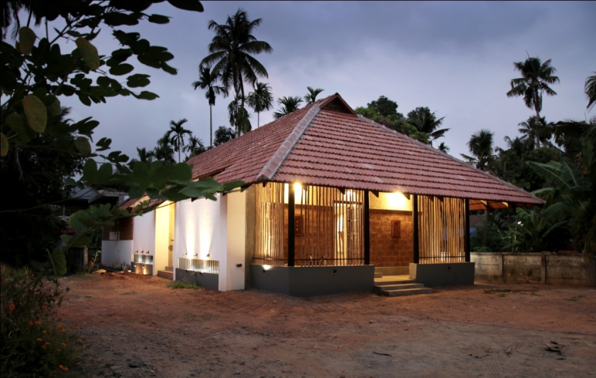 Dusk light exterior view of Santham Dance School by DD Architects