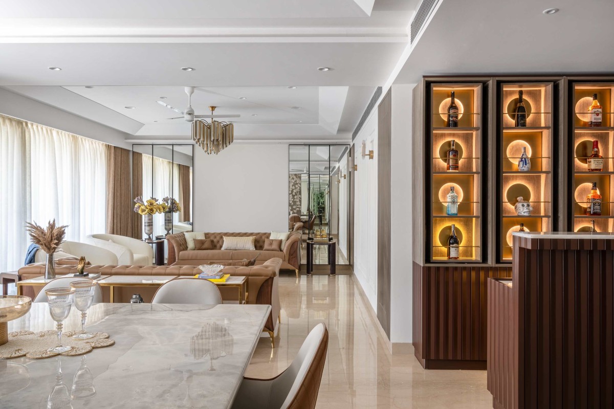 Drawing room, Dining room and Bar area of Apartment 64 by BA Architects