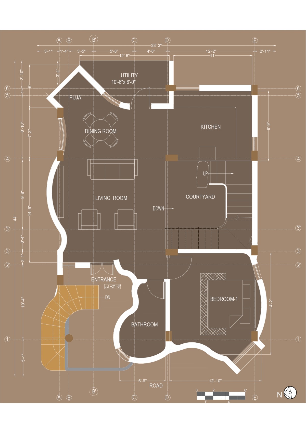 Level 3 plan of Hombale Residence by Dhi Architecture and Design