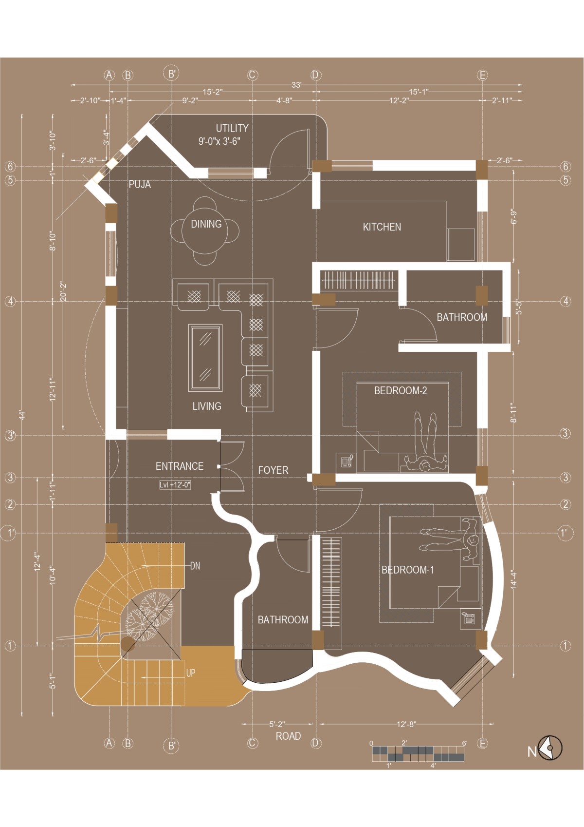 Level 2 plan of Hombale Residence by Dhi Architecture and Design