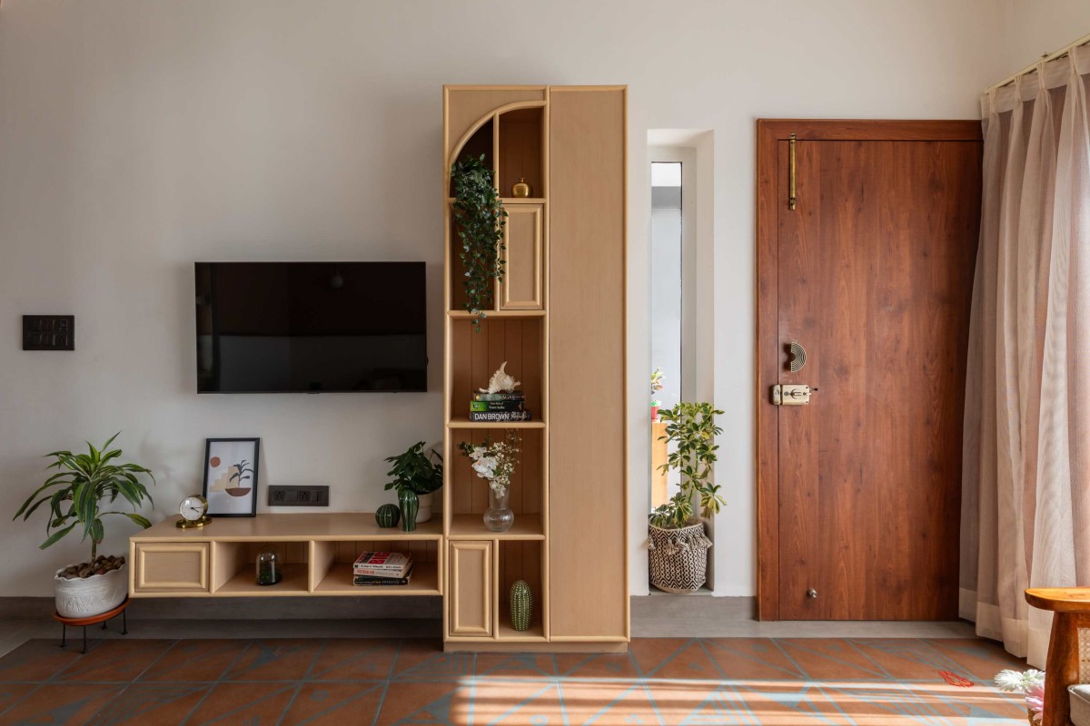 TV Unit and entrance foyer of The Coral Project by Pranjal Agrawal Design Studio