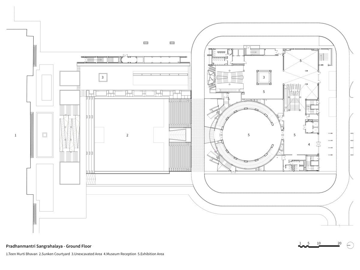 Ground Floor Plan of Pradhanmantri Sangrahalaya by Sikka Associates Architects