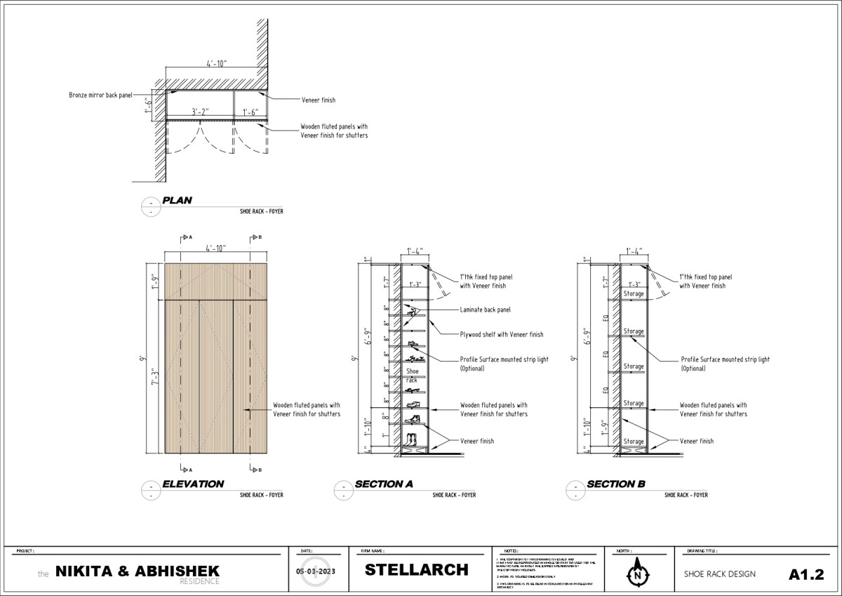 Elevation and Section of Mr. & Mrs. Abhishek Residence by Stellarch