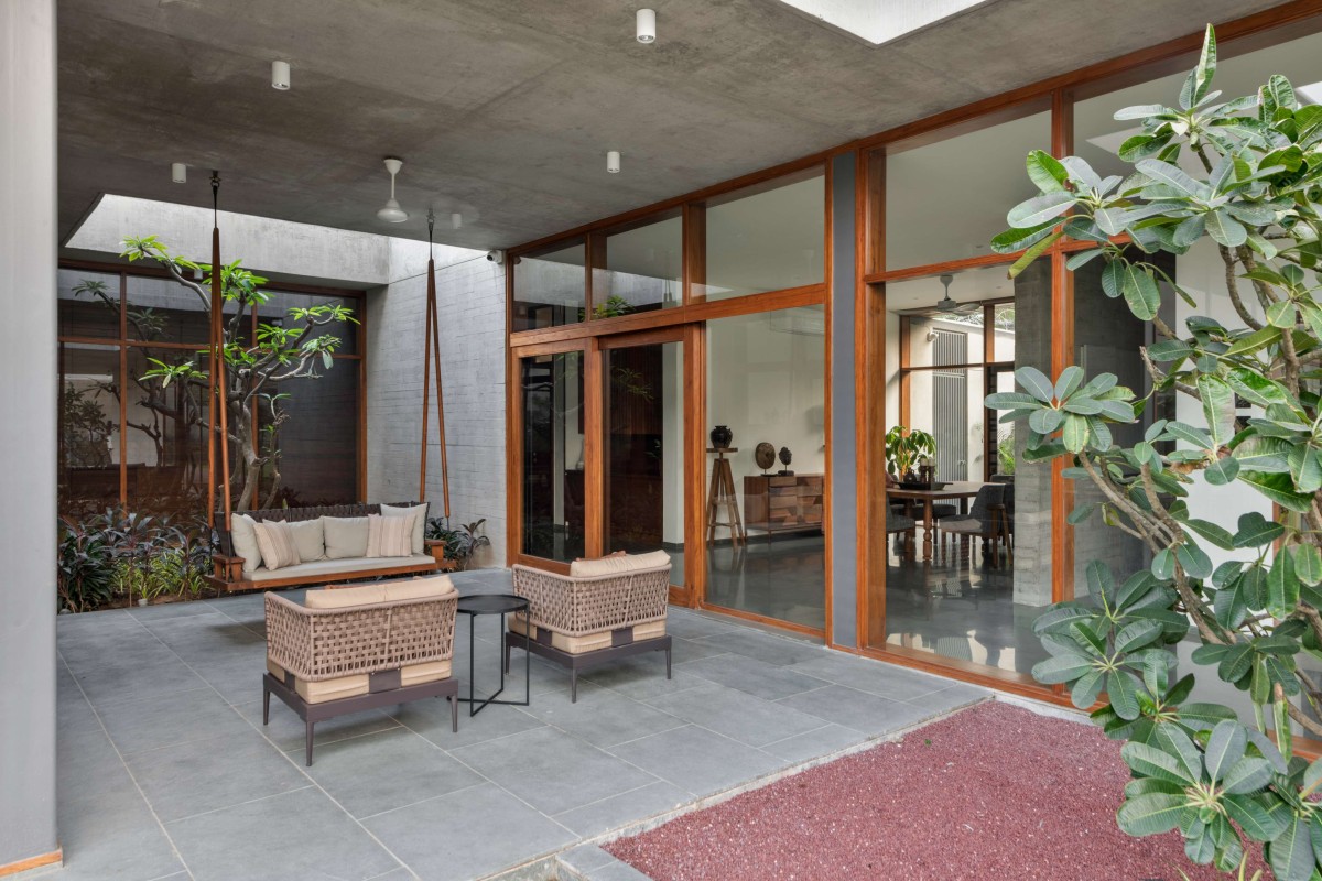 Courtyard of Hovering House of Parikhs by Anarr Gunjaria Interiors and Modo Design 0