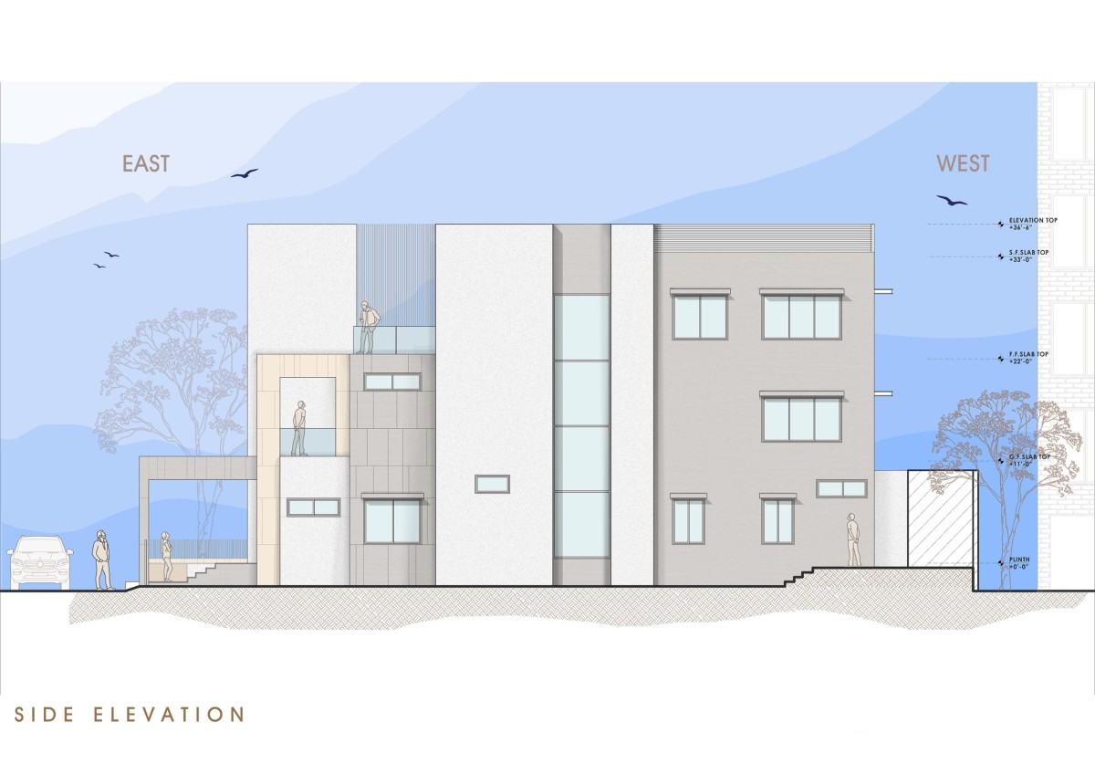 Side Elevation of Narrow House by Prashant Parmar Architect