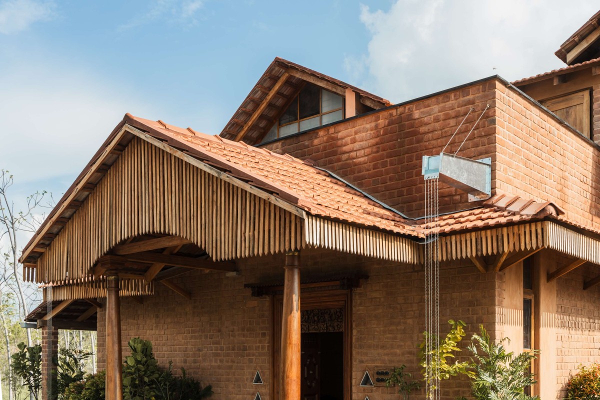 Exterior view of Brick Manor by Bhutha Earthen Architecture Studio