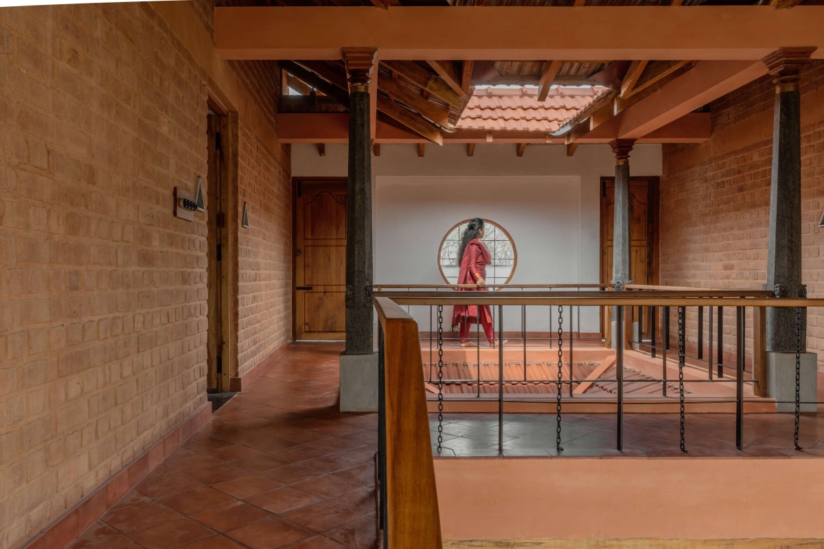 First floor view of Brick Manor by Bhutha Earthen Architecture Studio