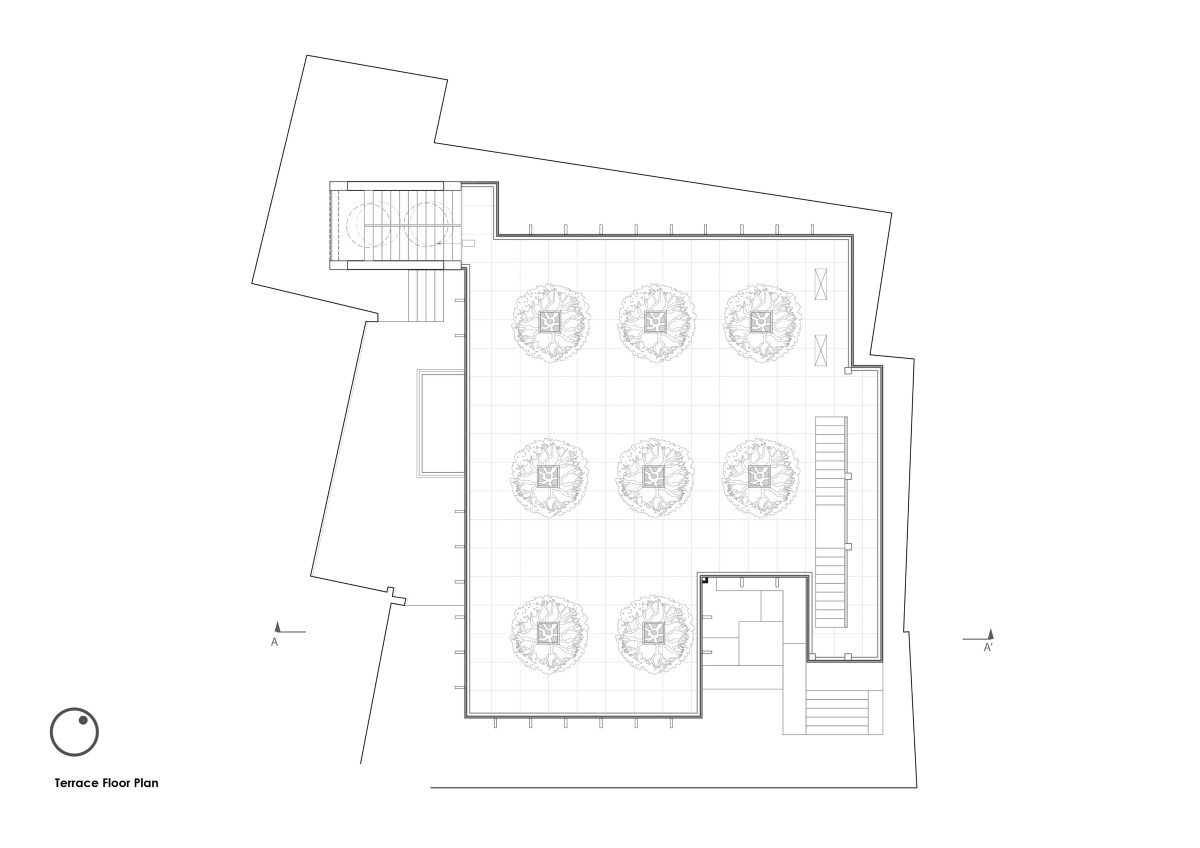 Terrace floor plan of Shri Khimji Ramdas Kanya Vidyalaya Science Lab by SPASM Design Architects