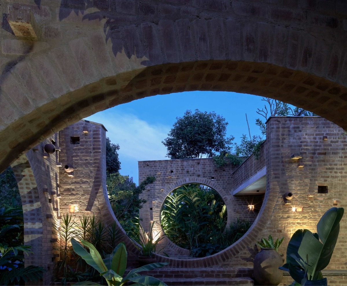 Dusk light exterior view of Subterranean Ruins by A Threshold