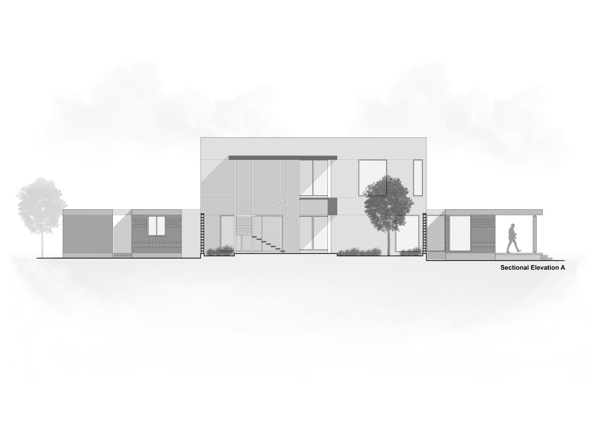 Sectional elevation A of Agrawal Farm by Urbscapes