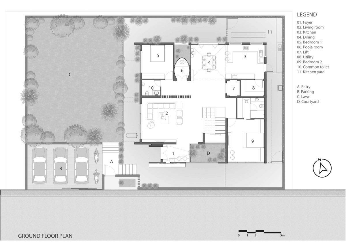 Ground Floor Plan of The Concrete Tree House by Architects at Work