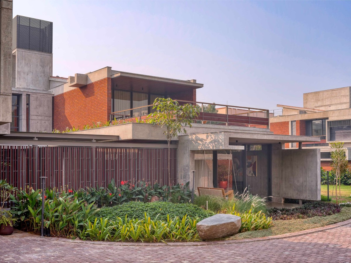 Exterior view of The Courtyard House by Rushi Shah Architects + Tattva Landscapes