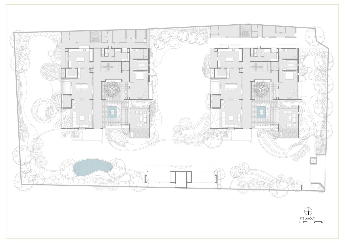 Site layout of The Courtyard House by Rushi Shah Architects + Tattva Landscapes