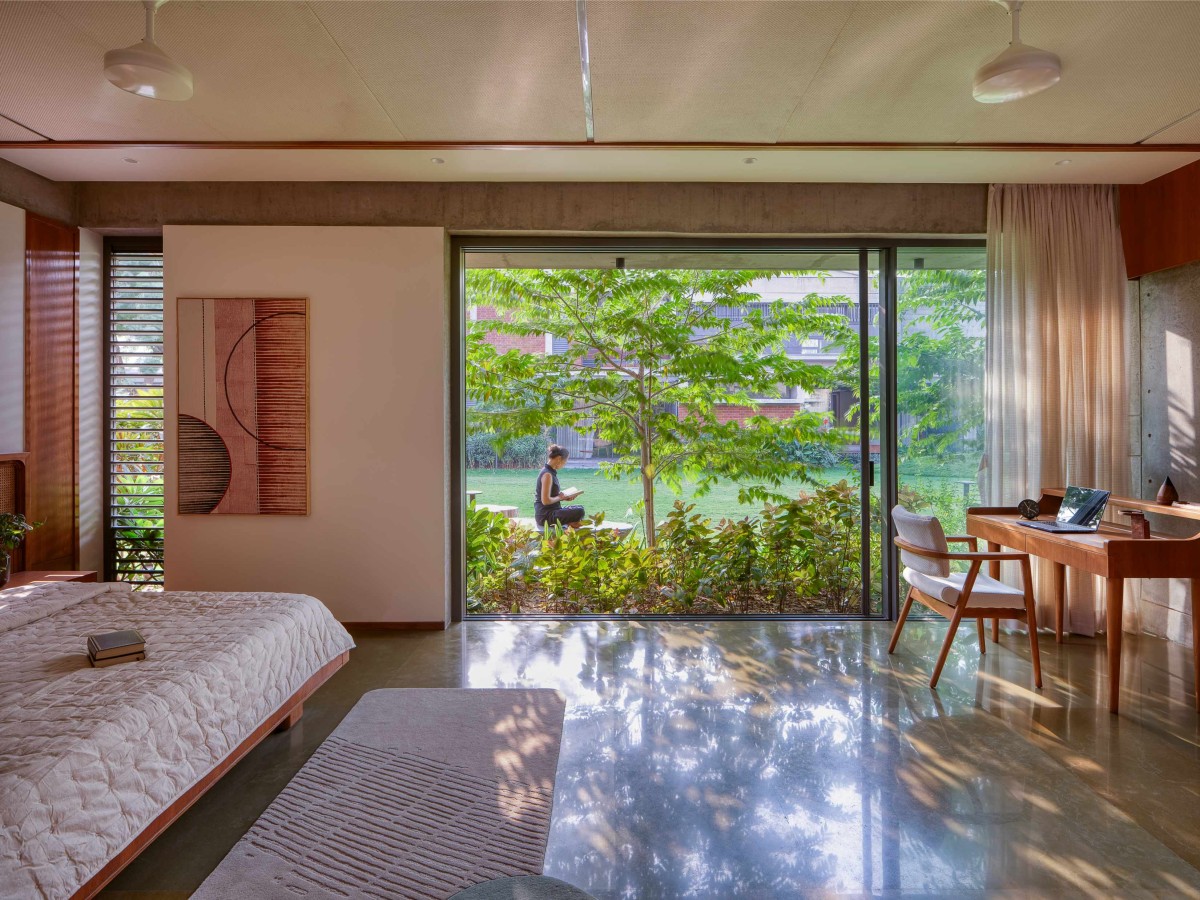 Bedroom 3 of The Courtyard House by Rushi Shah Architects + Tattva Landscapes