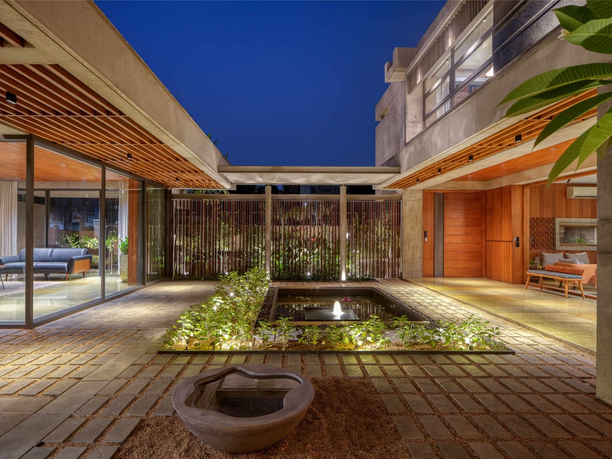 Courtyard of The Courtyard House by Rushi Shah Architects + Tattva Landscapes